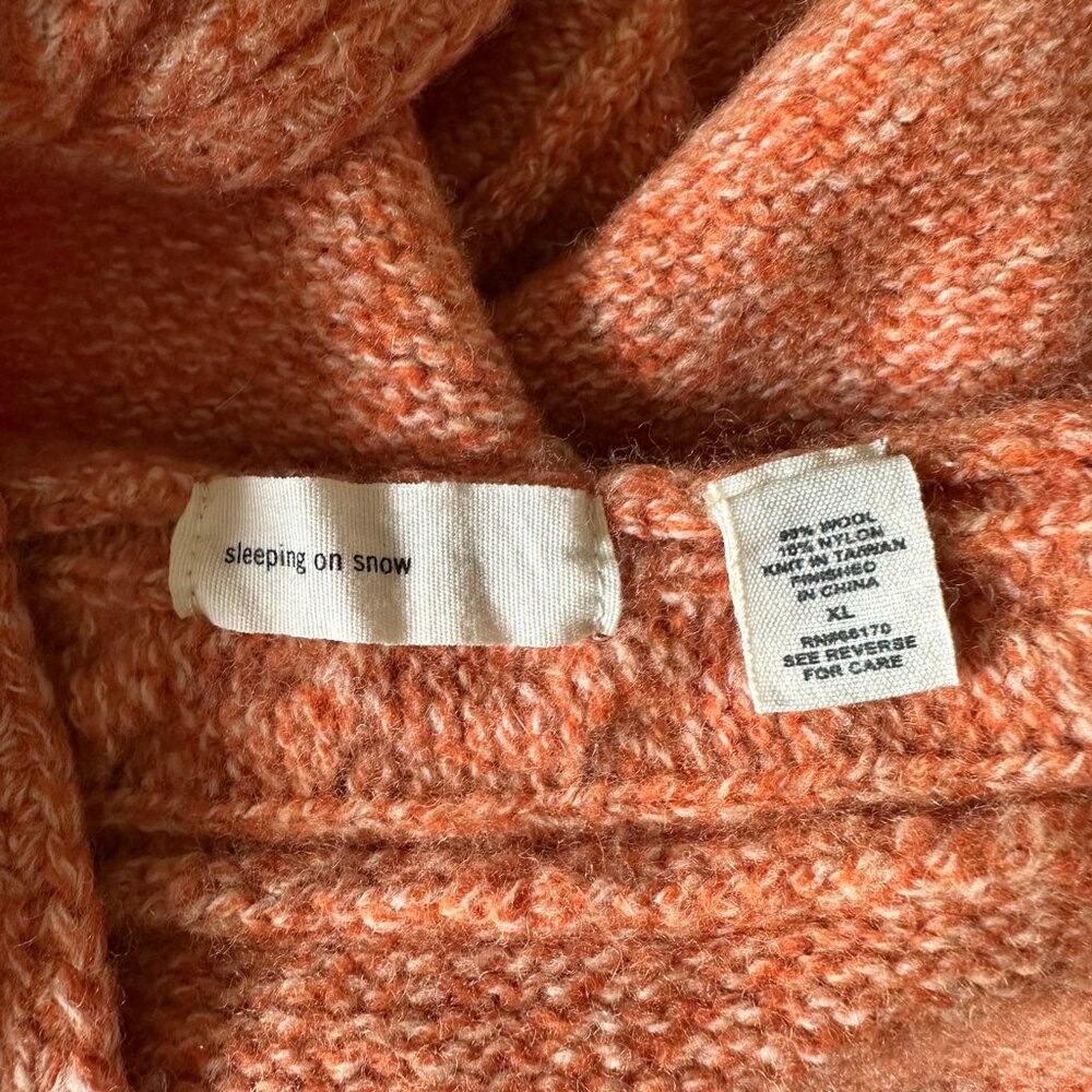 Sleeping On Snow, Anthropologie, Zip Hoodie Sweater, Orange, Crochet Pockets, XL - Picture 13 of 13